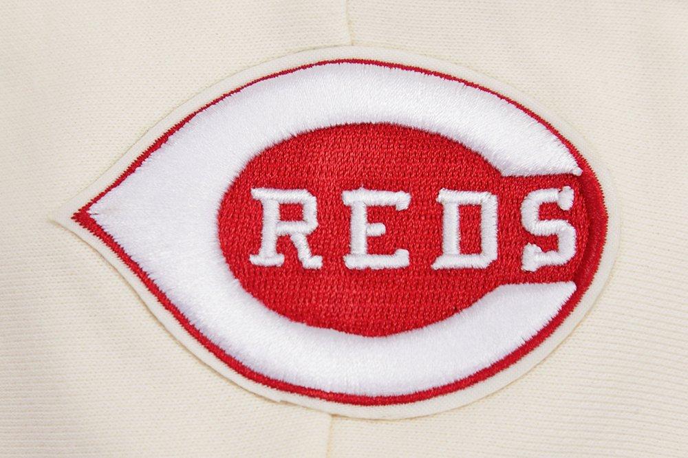 Pro Standard Women's MLB Cincinnati Reds Retro Classic Cropped Fleece Hoodie -Eggshell/Red - EGGSHELL/RED Thumbnail View 7