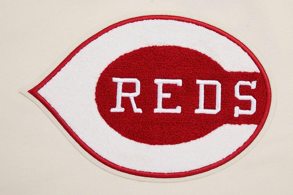 Pro Standard Women's MLB Cincinnati Reds Retro Classic Cropped Fleece Hoodie - Eggshell/Red - EGGSHELL/RED Thumbnail View 8