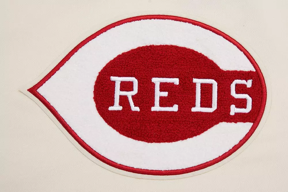 Pro Standard Women's MLB Cincinnati Reds Retro Classic Cropped Fleece Hoodie - Eggshell/Red - EGGSHELL/RED