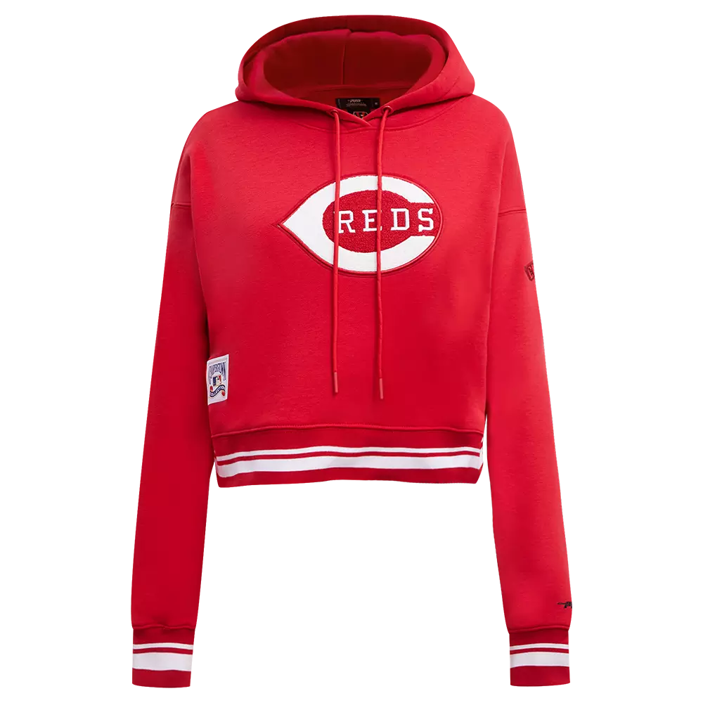 Pro Standard Women's MLB Cincinnati Reds Retro Classic Cropped Fleece Hoodie - Red - RED