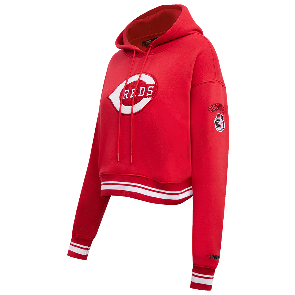 Pro Standard Women's MLB Cincinnati Reds Retro Classic Cropped Fleece Hoodie -Red - RED Thumbnail View 3