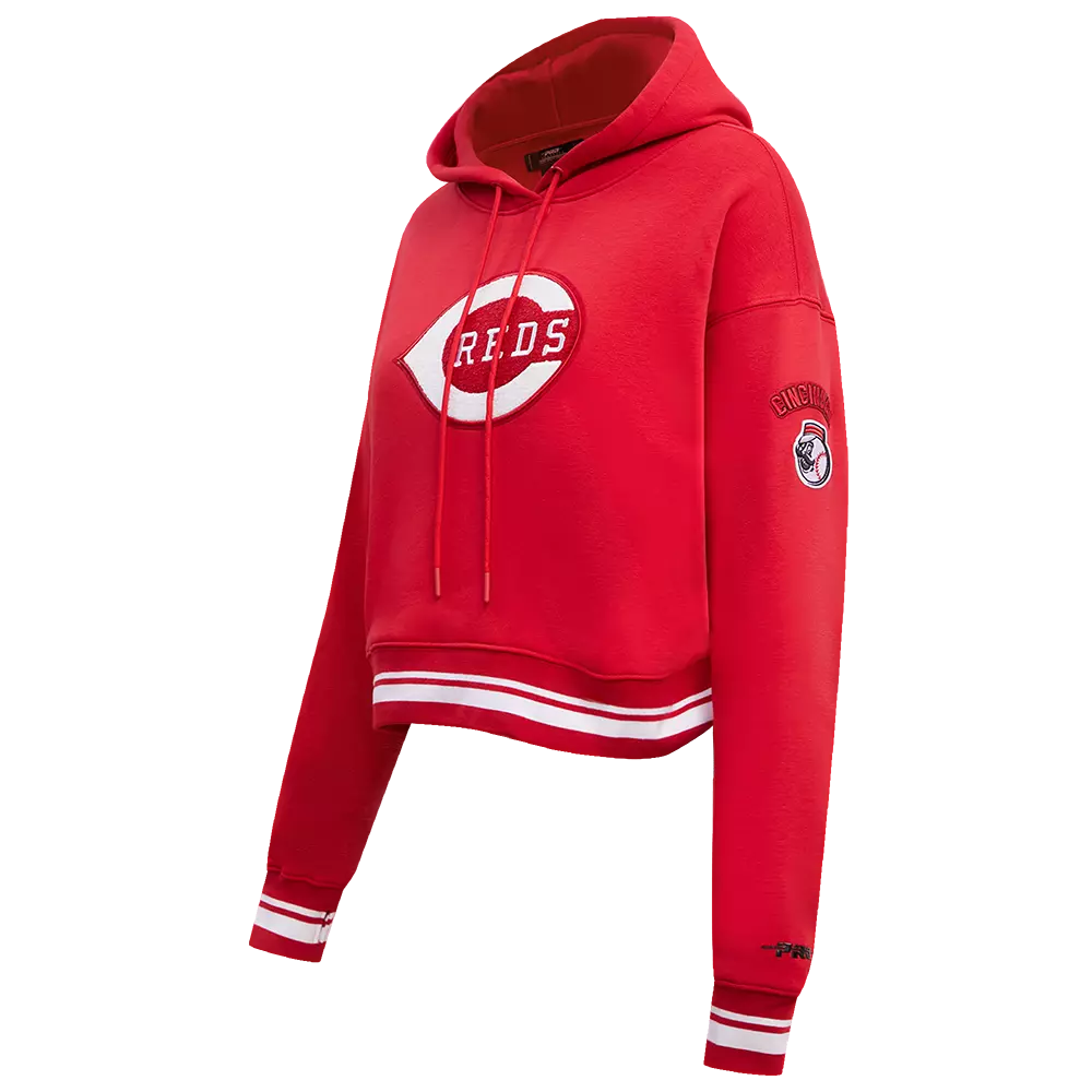 Pro Standard Women's MLB Cincinnati Reds Retro Classic Cropped Fleece Hoodie -Red - RED