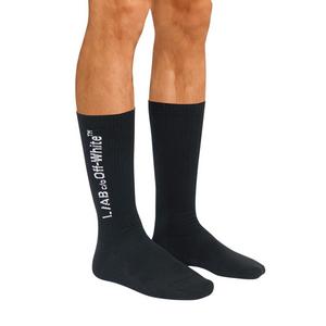 L/AB c/o Off-White Horizontal Mid Calf Crew Socks (3 Pairs) &ndash; Black/White - BLACK/WHITE