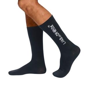L/AB c/o Off-White Horizontal Mid Calf Crew Socks (3 Pairs) &ndash; Black/White - BLACK/WHITE