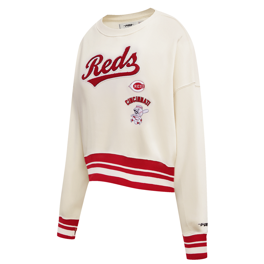 Pro Standard Women's Cincinnati Reds Retro Classics Crewneck - Eggshell - EGGSHELL Thumbnail View 3
