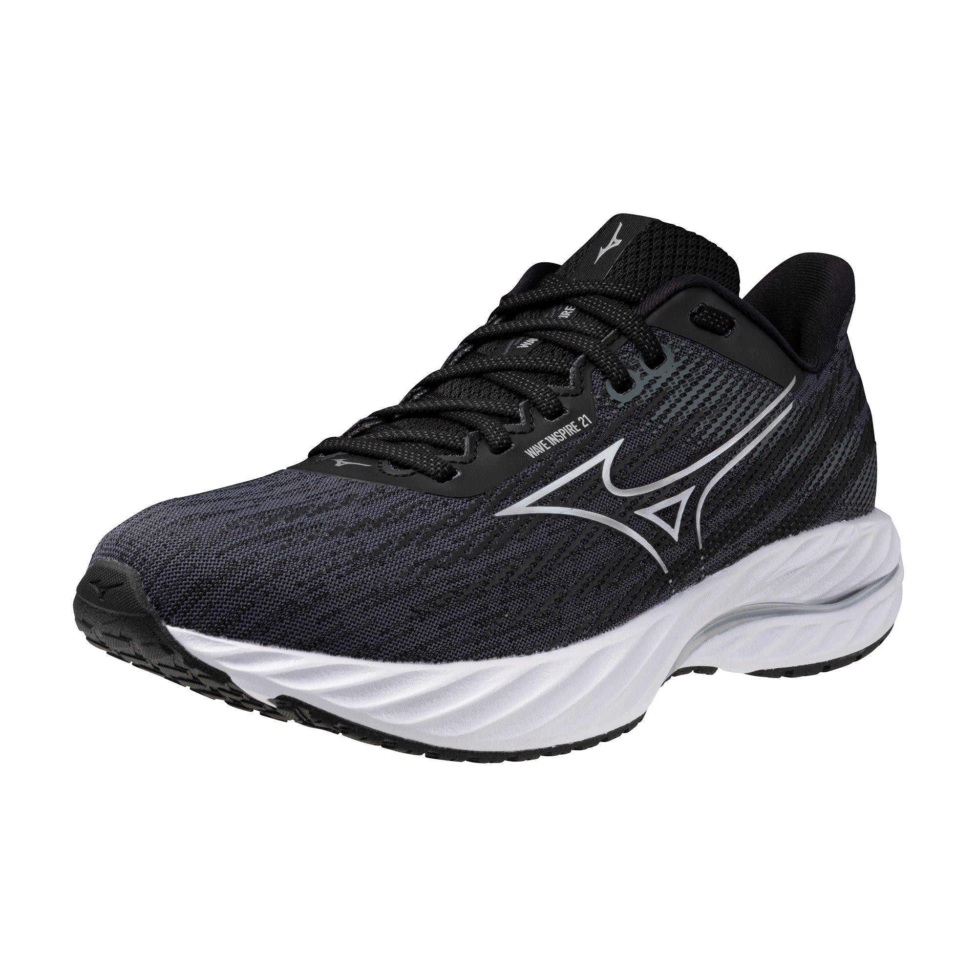 Mizuno Wave Inspire 21 "Black/Silver" Women's Wide Running Shoe - BLACK/SILVER Thumbnail View 3