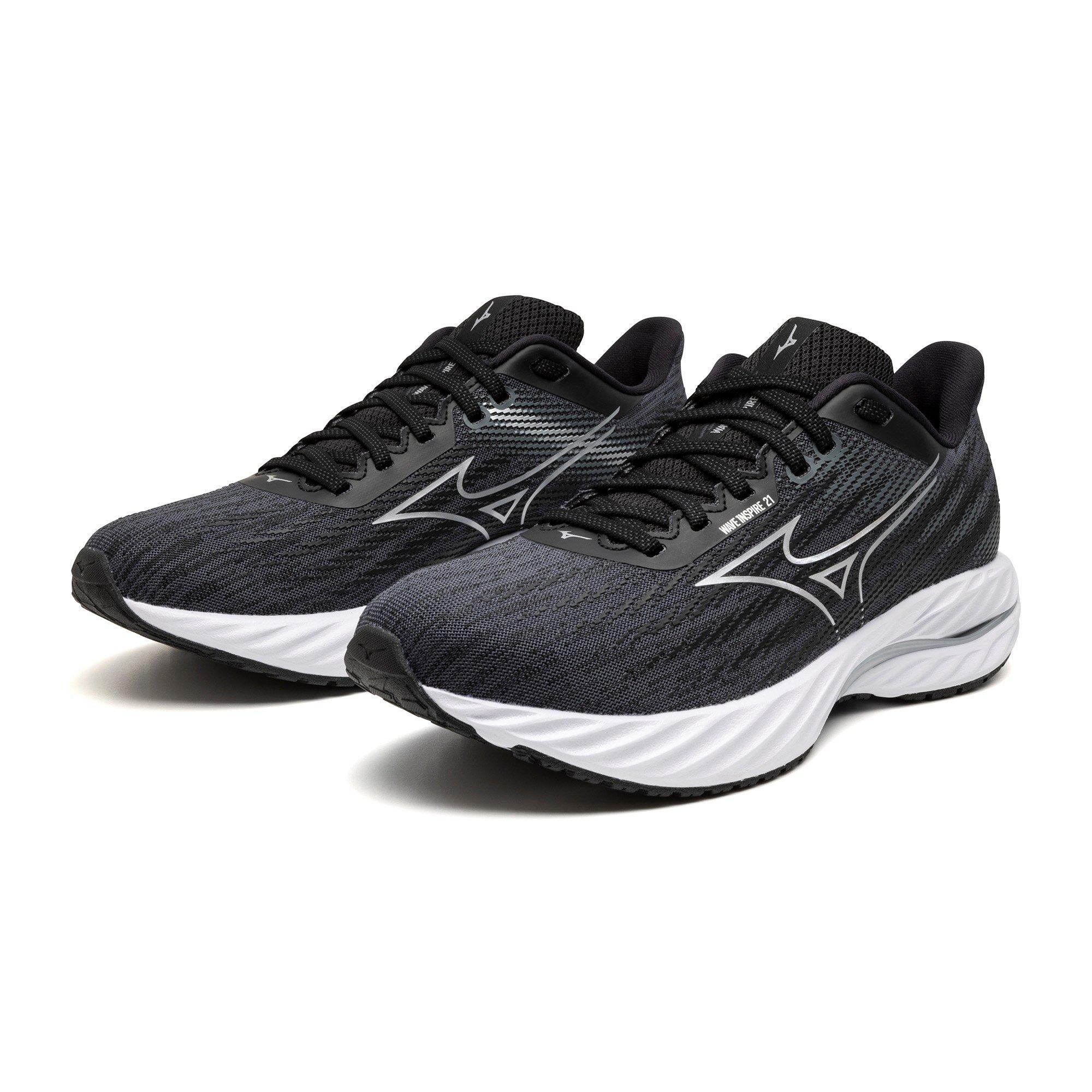 Mizuno Wave Inspire 21 "Black/Silver" Women's Wide Running Shoe - BLACK/SILVER Thumbnail View 5