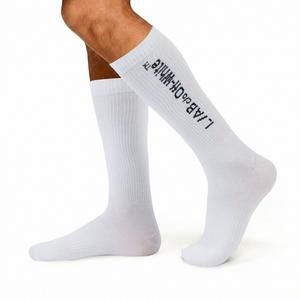 L/AB c/o Off-White Horizontal Mid Calf Crew Socks (3 Pairs) &ndash; White/Black - WHITE/BLACK