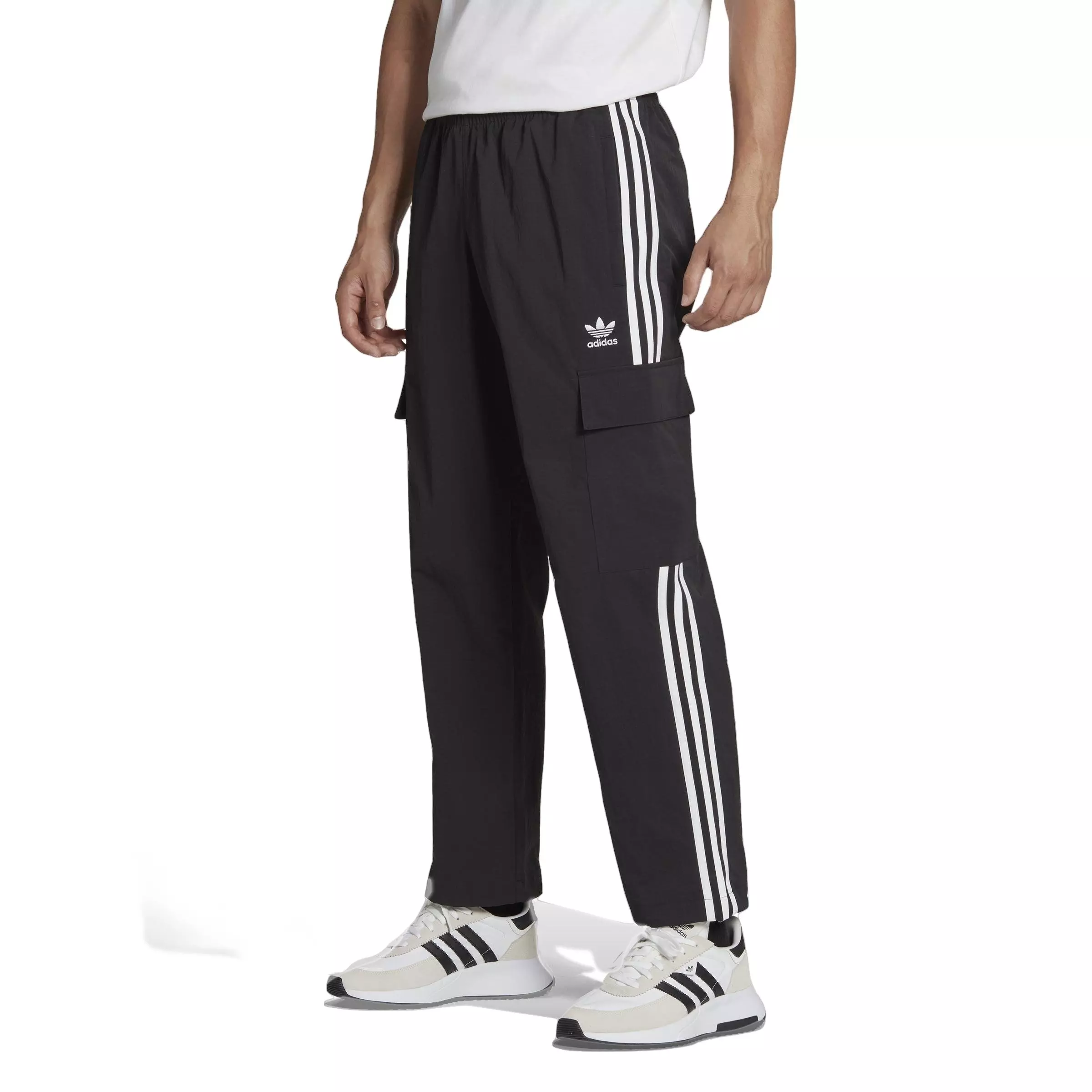 adidas Originals Men's Adicolor Classics 3-Stripes Cargo Pants-Black - BLACK