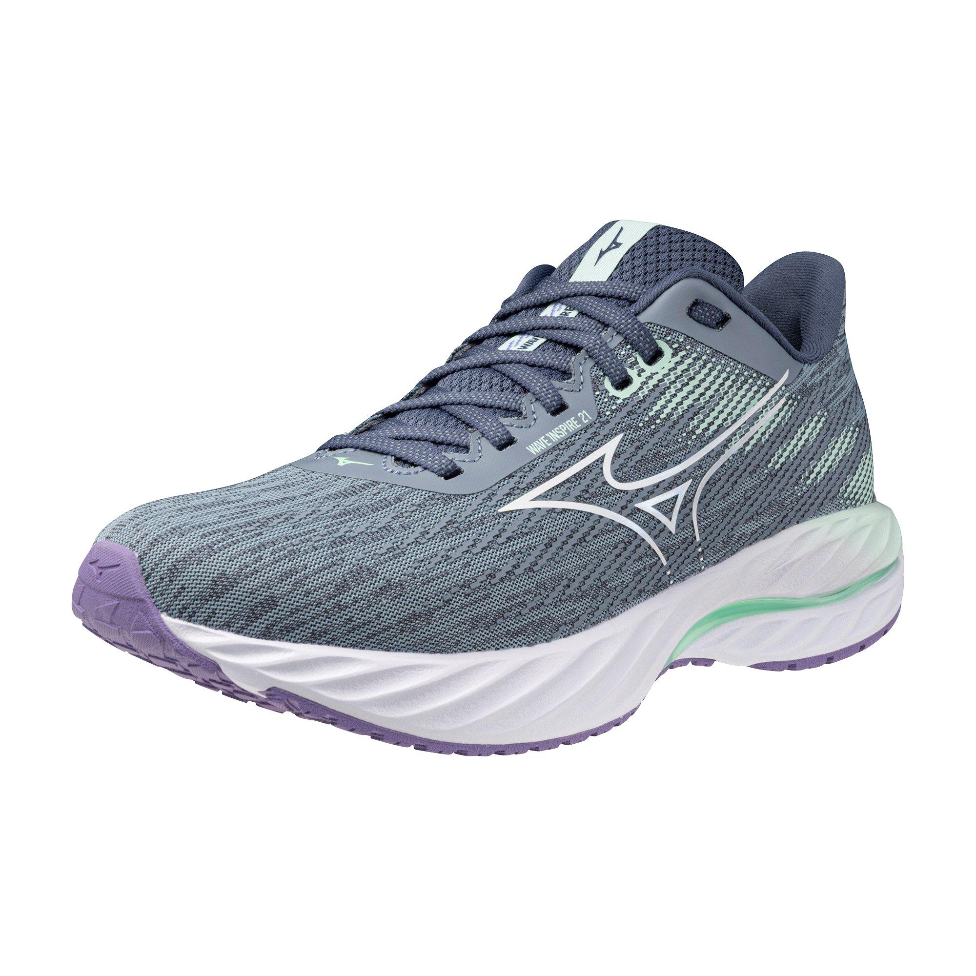 Mizuno Wave Inspire 21 "Tradewinds/White" Women's Wide Running Shoe - TRADEWINDS/WHITE Thumbnail View 3