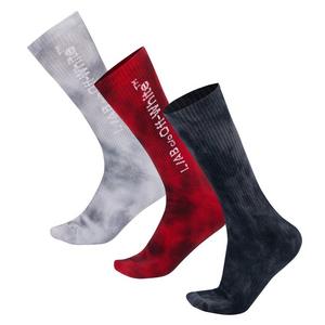 L/AB c/o Off-White Horizontal Tie Dye Mid Calf Crew Socks (3 Pairs) &ndash; White/Black/Red - WHITE/BLACK/RED
