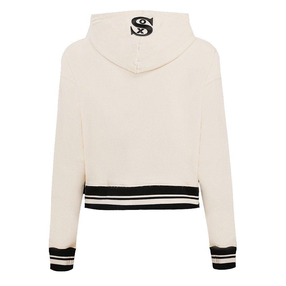 Pro Standard Women's MLB Chicago White Sox Retro Classic Cropped Fleece Hoodie -Eggshell/Black - EGGSHELL/BLACK Thumbnail View 2