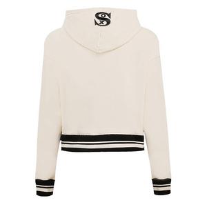 Pro Standard Women's MLB Chicago White Sox Retro Classic Cropped Fleece Hoodie -Eggshell/Black