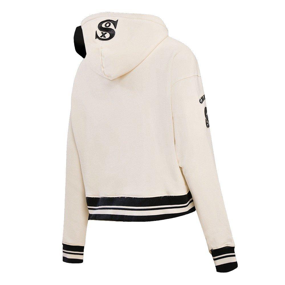 Pro Standard Women's MLB Chicago White Sox Retro Classic Cropped Fleece Hoodie - Eggshell/Black - EGGSHELL/BLACK Thumbnail View 4