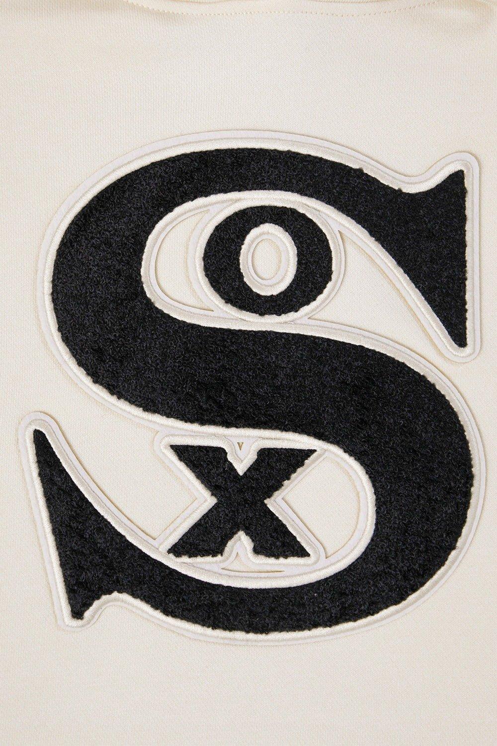 Pro Standard Women's MLB Chicago White Sox Retro Classic Cropped Fleece Hoodie - Eggshell/Black - EGGSHELL/BLACK Thumbnail View 5