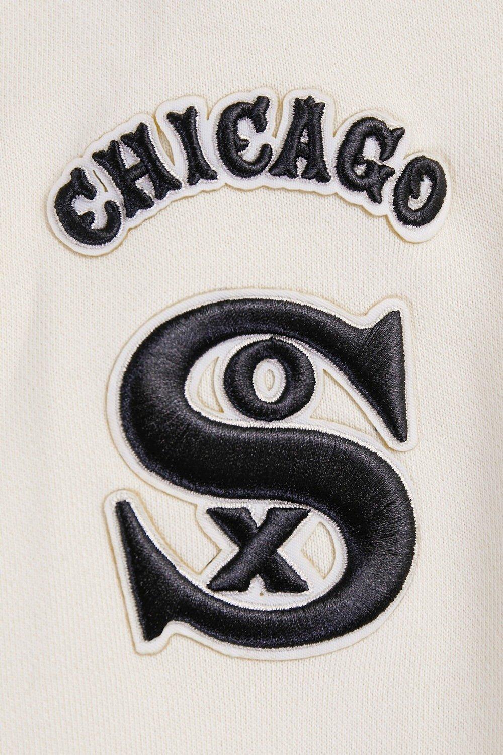Pro Standard Women's MLB Chicago White Sox Retro Classic Cropped Fleece Hoodie - Eggshell/Black - EGGSHELL/BLACK Thumbnail View 6