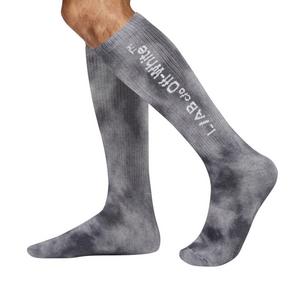 L/AB c/o Off-White Horizontal Tie Dye Mid Calf Crew Socks (3 Pairs) &ndash; Marshmallow/Birch/Heather Grey - WHITE/BROWN