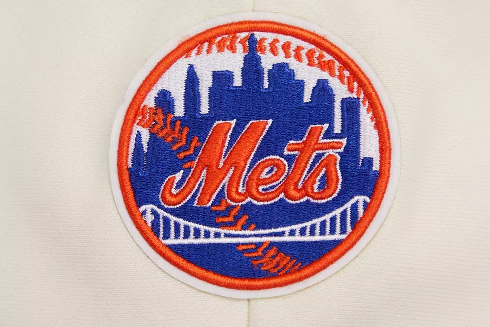 Pro Standard Women's MLB New York Mets Retro Classic Cropped Fleece Hoodie -Eggshell/Royal Blue - EGGSHELL/ROYAL BLUE