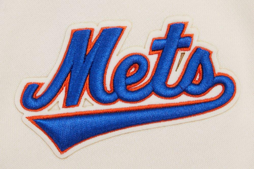 Pro Standard Women's MLB New York Mets Retro Classic Cropped Fleece Hoodie -Eggshell/Royal Blue - EGGSHELL/ROYAL BLUE Thumbnail View 8