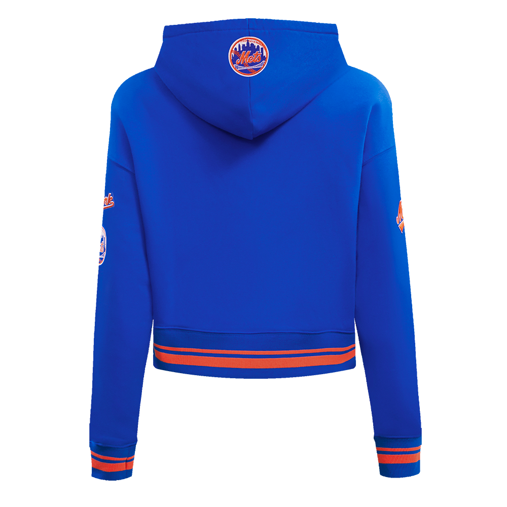 Pro Standard Women's MLB New York Mets Retro Classic Cropped Fleece Hoodie - Royal Blue/Orange - ROYAL/ORANGE Thumbnail View 2