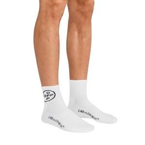 L/AB c/o Off-White Below the Calf Quarter Socks (3 Pairs) &ndash; White/Black - WHITE