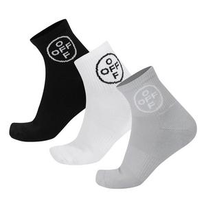 L/AB c/o Off-White Below the Calf Quarter Socks (3 Pairs) &ndash; White/Black/Grey - WHITE/BLACK/GREY