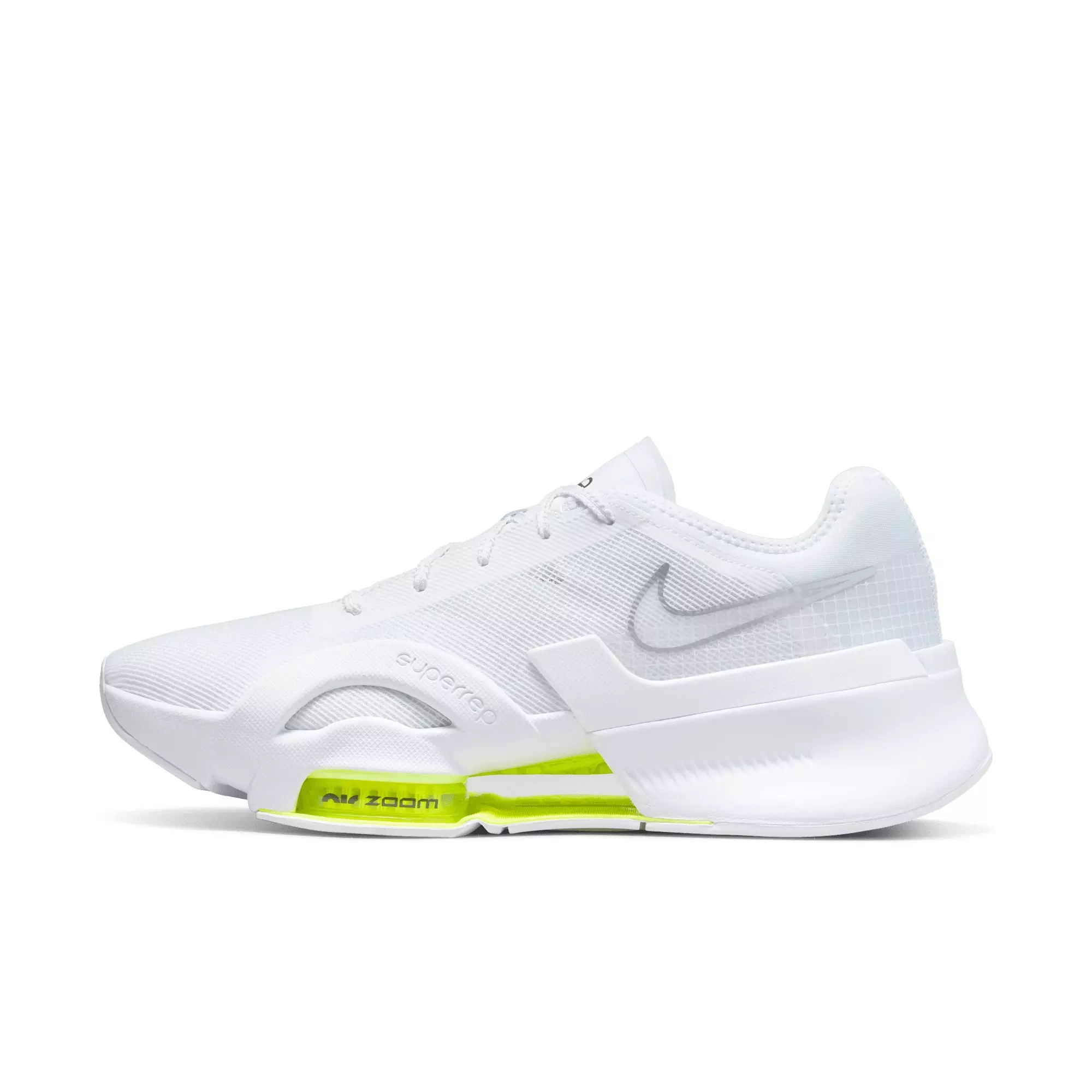 Nike Air Zoom SuperRep 3 "White/Metallic Silver/Volt/Black" Men's HIIT Class Shoe - WHITE