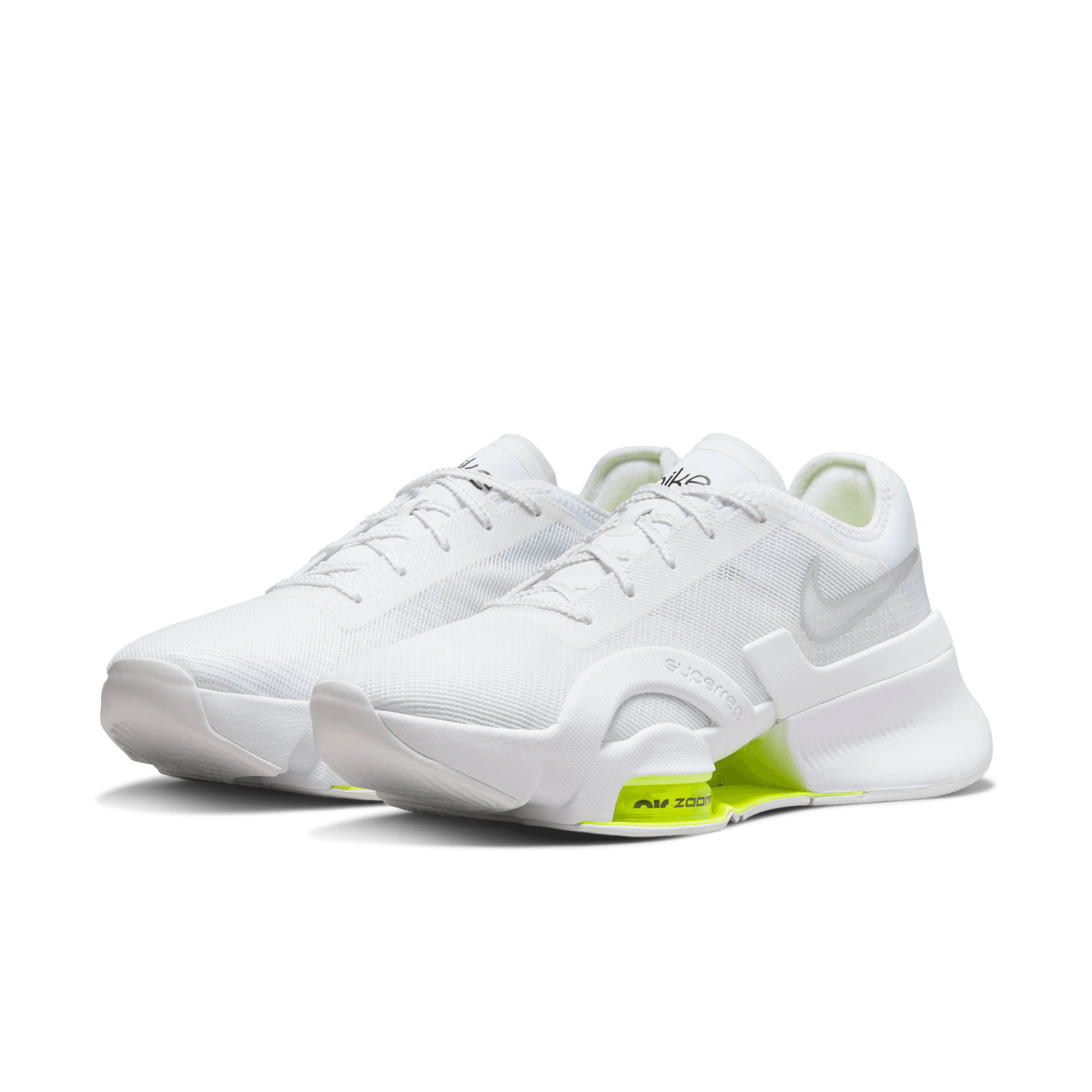 Nike Air Zoom SuperRep 3 "White/Metallic Silver/Volt/Black" Men's HIIT Class Shoe - WHITE Thumbnail View 5