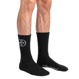 L/AB c/o Off-White Off Mid Calf Crew Socks (3 Pairs) &ndash; Black/White - BLACK/WHITE