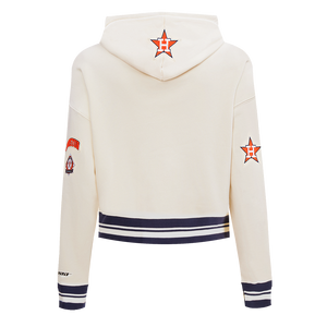 Pro Standard Women's MLB Houston Astros Retro Classic Cropped Fleece Hoodie -Eggshell/Navy