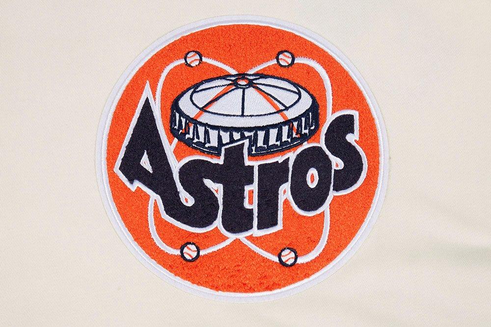 Pro Standard Women's MLB Houston Astros Retro Classic Cropped Fleece Hoodie -Eggshell/Navy - EGGSHELL/NAVY Thumbnail View 5