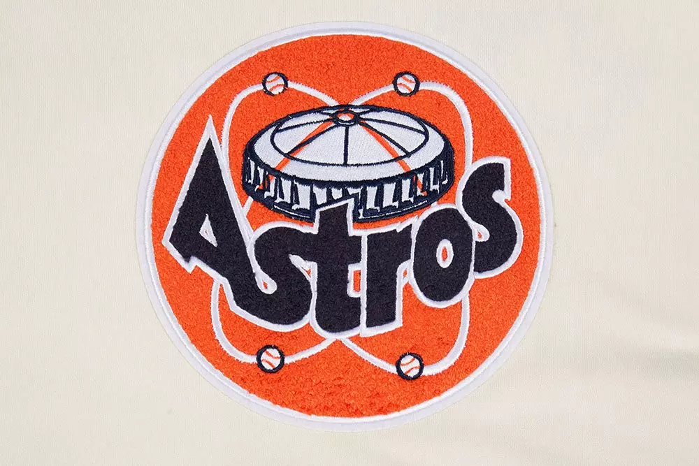 Pro Standard Women's MLB Houston Astros Retro Classic Cropped Fleece Hoodie -Eggshell/Navy - EGGSHELL/NAVY