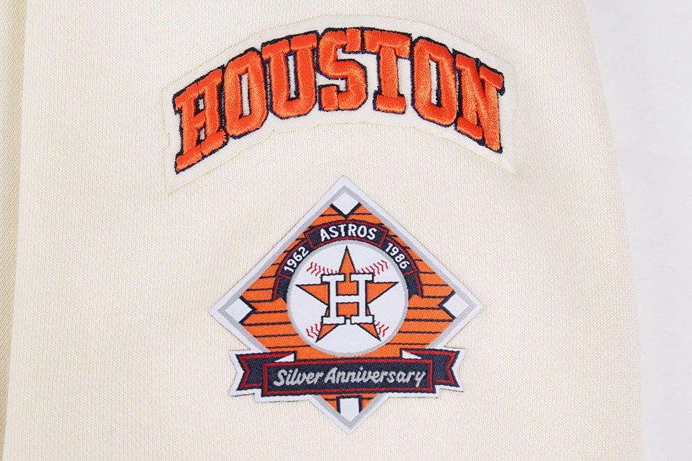 Pro Standard Women's MLB Houston Astros Retro Classic Cropped Fleece Hoodie -Eggshell/Navy - EGGSHELL/NAVY Thumbnail View 7