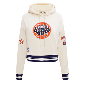 Pro Standard Women's MLB Houston Astros Retro Classic Cropped Fleece Hoodie -Eggshell/Navy
