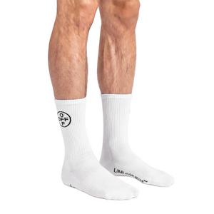 L/AB c/o Off-White Off Mid Calf Crew Socks (3 Pairs) &ndash; White/Black - WHITE/BLACK