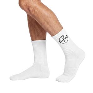 L/AB c/o Off-White Off Mid Calf Crew Socks (3 Pairs) &ndash; White/Black - WHITE/BLACK