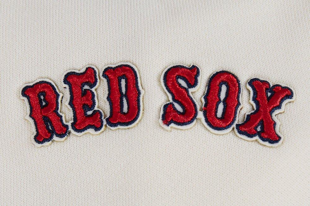 Pro Standard Women's MLB Boston Red Sox Retro Classic Cropped Fleece Hoodie -Eggshell/Navy - EGGSHELL/NAVY Thumbnail View 6
