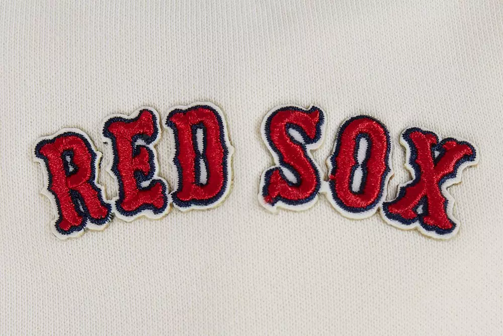 Pro Standard Women's MLB Boston Red Sox Retro Classic Cropped Fleece Hoodie -Eggshell/Navy - EGGSHELL/NAVY