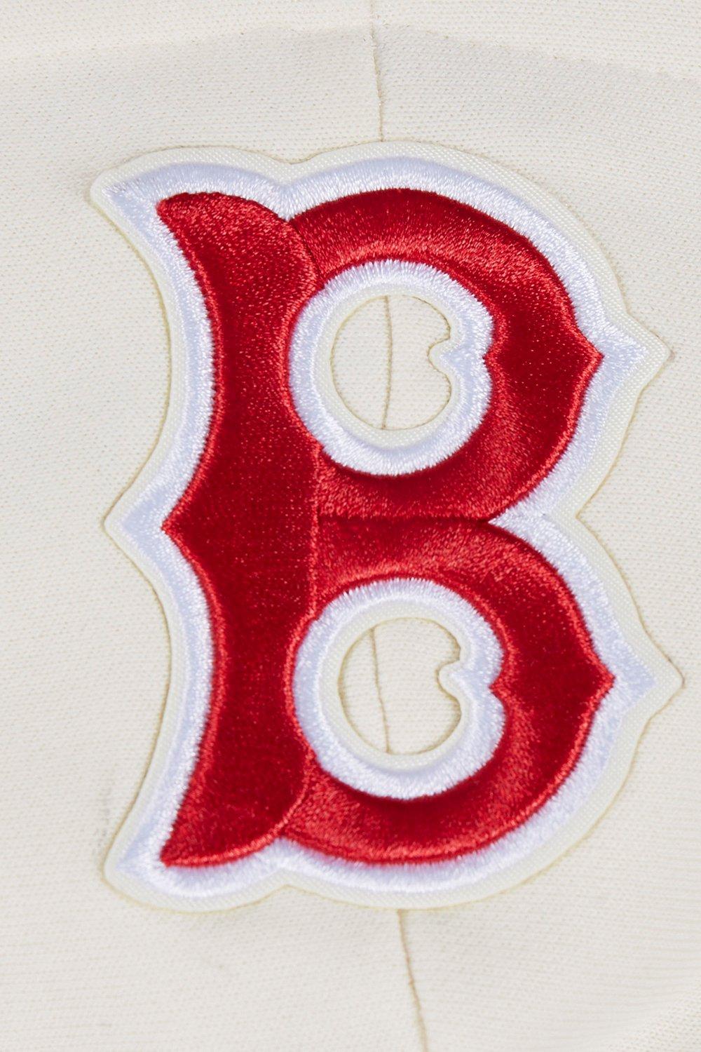 Pro Standard Women's MLB Boston Red Sox Retro Classic Cropped Fleece Hoodie -Eggshell/Navy - EGGSHELL/NAVY Thumbnail View 8