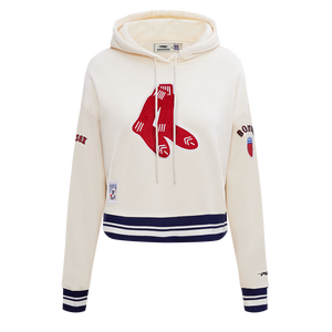 Pro Standard Women's MLB Boston Red Sox Retro Classic Cropped Fleece Hoodie -Eggshell/Navy