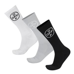 L/AB c/o Off-White Off Mid Calf Crew Socks (3 Pairs) &ndash; White/Black/Grey - WHITE/BLACK/GREY