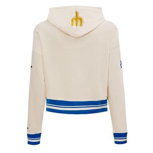 Pro Standard Women's MLB Seattle Mariners Retro Classic Cropped Fleece Hoodie -Eggshell/Royal Blue