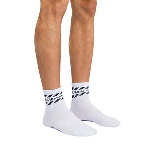 L/AB c/o Off-White Diagonal Stripes Below the Calf Quarter Socks - White/Black - WHITE/BLACK