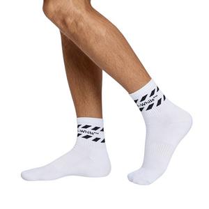 L/AB c/o Off-White Diagonal Stripes Below the Calf Quarter Socks - White/Black - WHITE/BLACK