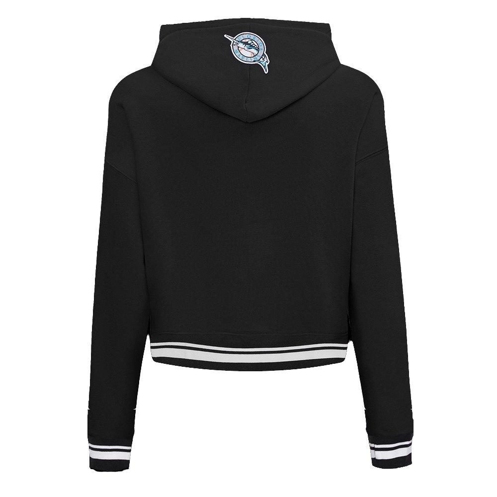 Pro Standard Women's MLB Miami Marlins Retro Classic Cropped Fleece Hoodie - Black - BLACK Thumbnail View 2