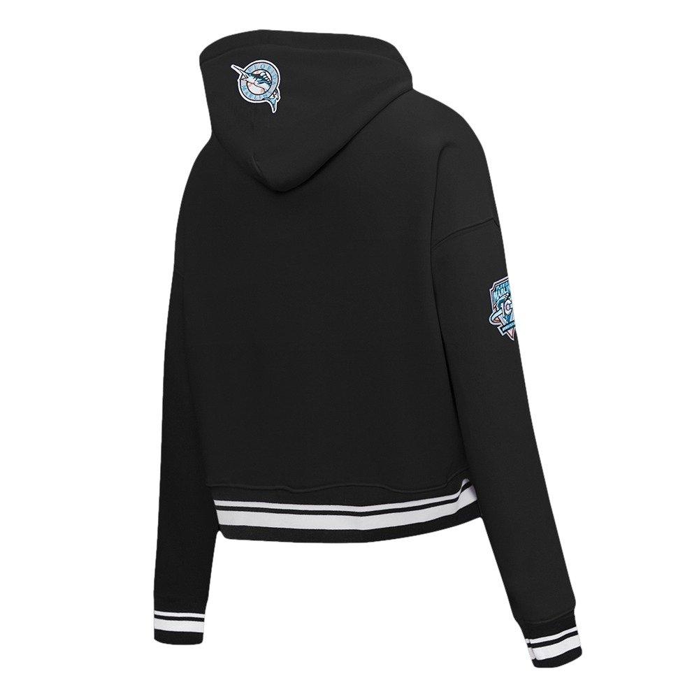 Pro Standard Women's MLB Miami Marlins Retro Classic Cropped Fleece Hoodie - Black - BLACK Thumbnail View 4