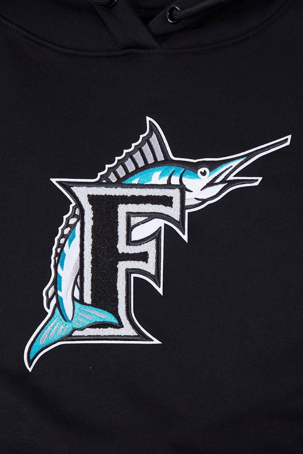 Pro Standard Women's MLB Miami Marlins Retro Classic Cropped Fleece Hoodie - Black - BLACK Thumbnail View 5