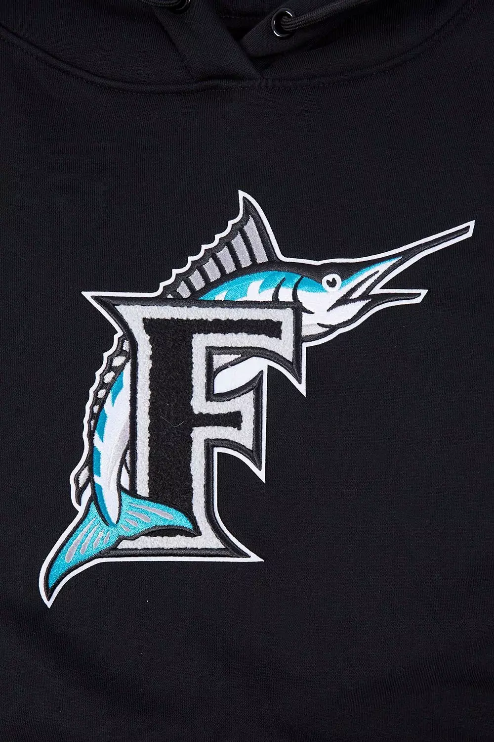 Pro Standard Women's MLB Miami Marlins Retro Classic Cropped Fleece Hoodie - Black - BLACK