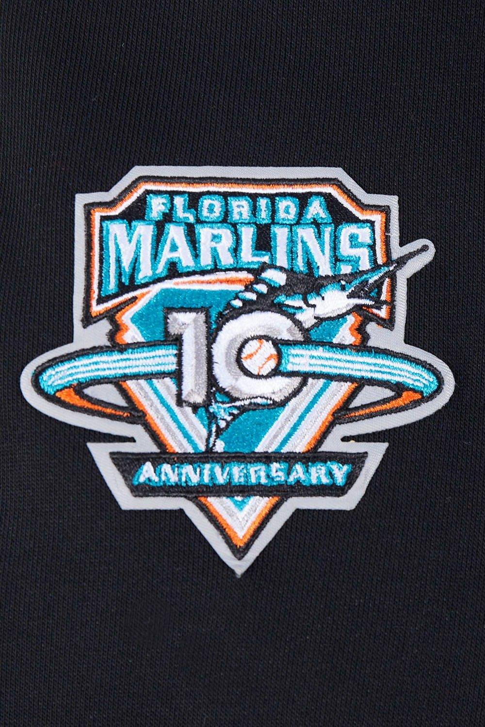 Pro Standard Women's MLB Miami Marlins Retro Classic Cropped Fleece Hoodie - Black - BLACK Thumbnail View 6