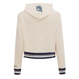 Pro Standard Women's MLB Miami Marlins Retro Classic Cropped Fleece Hoodie -Eggshell/Black
